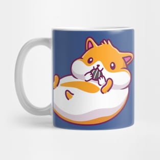 Cute Hamster Eating Sunflower Seed Cartoon Mug